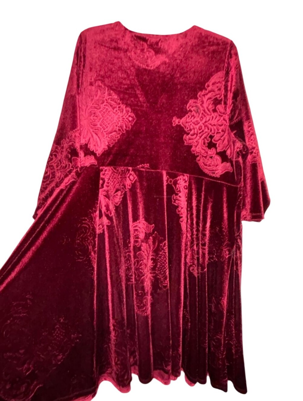 Torrid Plus Velvet Surplice Burnout Wrap Dress in Deep Burgundy Size 3X - Picture 11 of 14